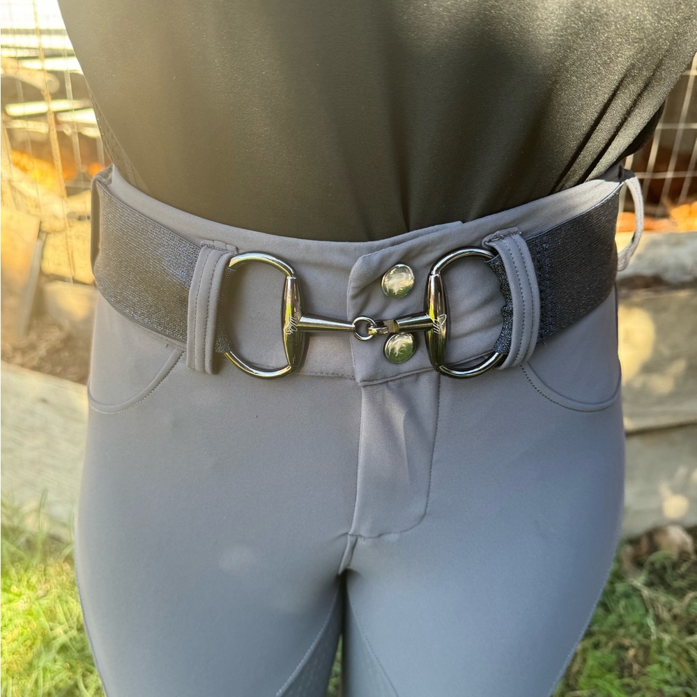 Sparkling blue 2”Equestrian horse Snaffle Bit Belt Elastic 22” to 48”